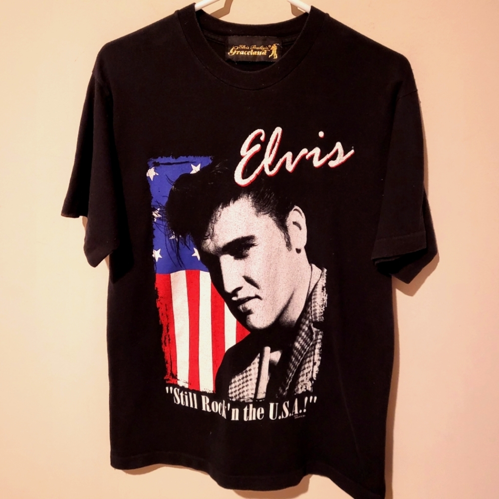 Graceland Elivs Pressly 'Rock in the USA" Single Stitch T-Shirt Size Medium
